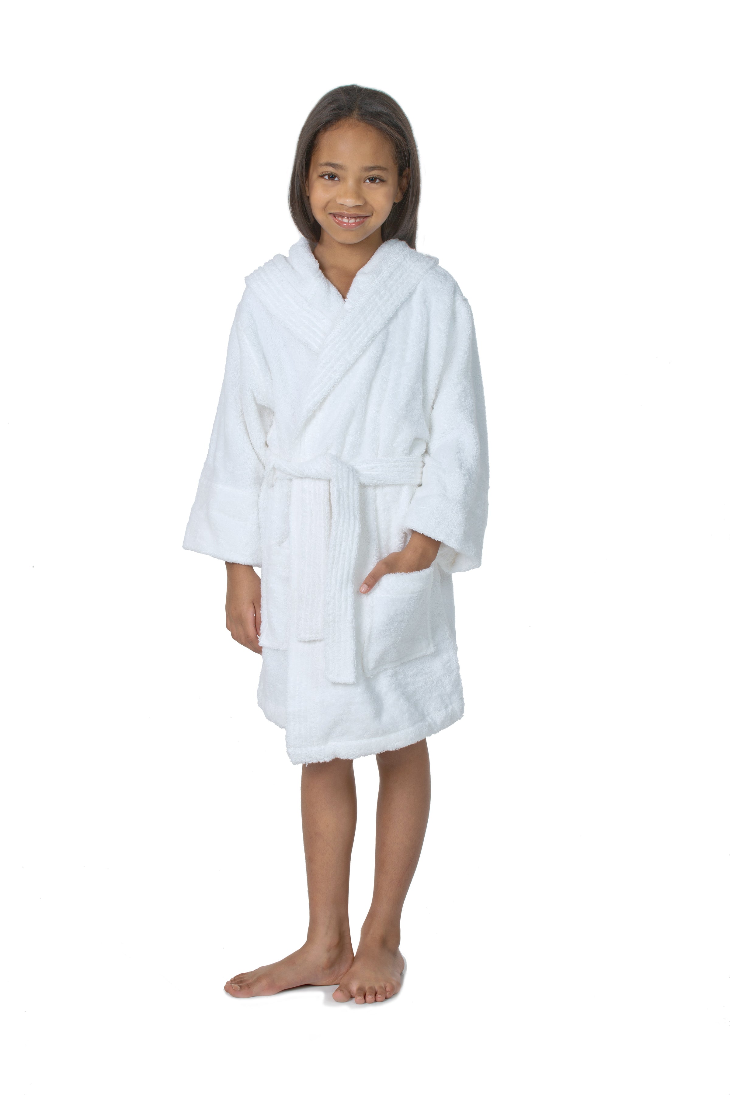 A2Z 4 Kids® 100% Cotton Terry Hooded Bathrobe – White Unisex Dressing Gown
