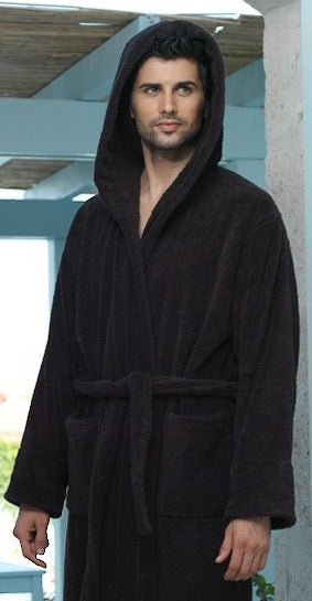 Thirsty Towels Heavy Hooded Luxury Robe Black Color
