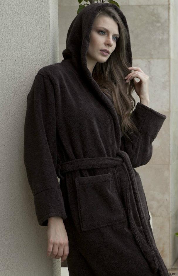 Thirsty Towels Turkish Cotton Hooded Light Presidential Robe in Turkish Coffee Color