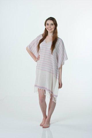 Thirsty Towels Turkish Cotton Chic  Comfy V Neck Caftan in Candy
