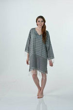 Thirsty Towels Turkish Cotton  Handwoven Tunic Dress Gray Color
