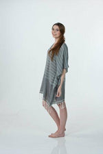 Thirsty Towels Turkish Cotton Chic  Comfy V Neck Caftan in Gray