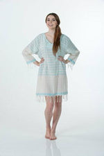 h Cotton  Handwoven Tunic Dress Hydrangea Color