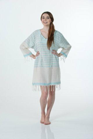 h Cotton  Handwoven Tunic Dress Hydrangea Color