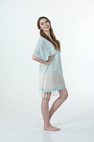 Thirsty Towels Turkish Cotton Chic  Comfy V Neck Caftan in Hydrangea